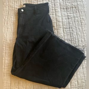 Mango Cropped Raw Hem Wide Leg Jeans